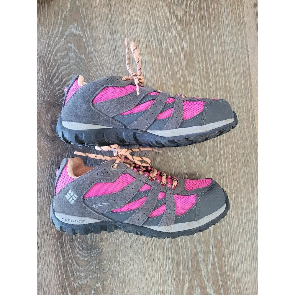 Columbia Youth Redmond Waterproof Hiking Shoes Charcoal Pink Size 3Y #6